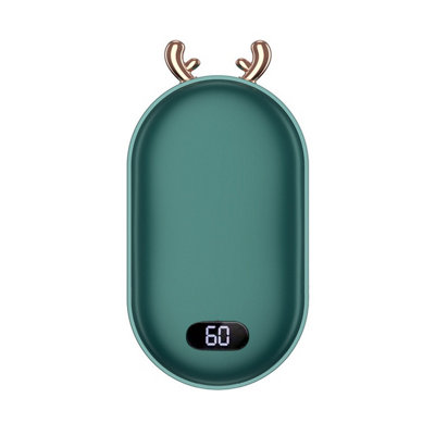 Reindeer Winter Portable Hand Warmer and 5200mAh Power Bank- Green