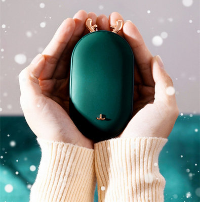 Reindeer Winter Portable Hand Warmer and 5200mAh Power Bank- Green