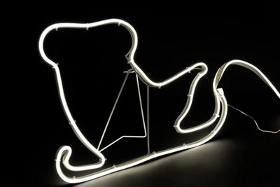 Reindeer with Sleigh Neon Effect Rope Light Silhouette Double Side 90 Cool White LEDs