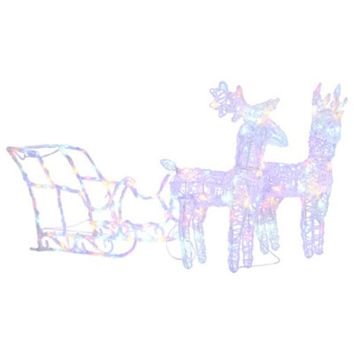Reindeers & Sleigh Christmas Decoration 160 LEDs 130 cm Acrylic