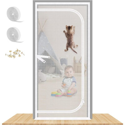 Reinforced Cat Screen Door, 120X220Cm Heavy Duty Pets Proof Screen Door ...