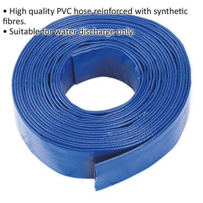 Reinforced PVC Layflat Hose - 38mm Dia - 10m Length - Water Discharge Hose Pipe