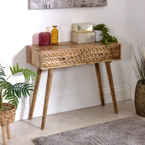 Rejoyalight Light Mango Wood Console Table with 2 Drawers