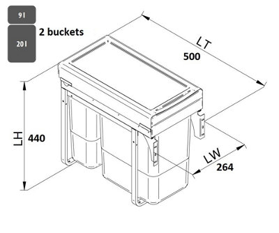 REJS recycle bin, pull out waste bin - W: 300mm (JC603), with front ...