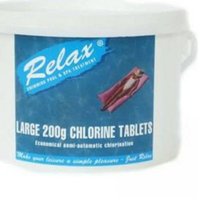 Relax 5Kg Large 200g Swimming Pool Chlorine Tablets Size Pack Of 4 Large BlueGreen DiscountLeisur2945