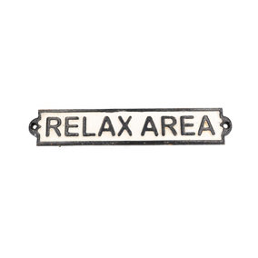 Relax Area Cast Iron Sign Plaque Door Wall House Fence Gate Garden Hotel Shop