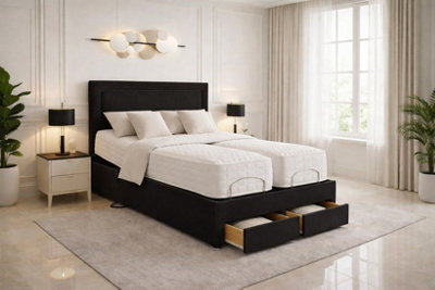 Relief Rise Electric Adjustable Bed Set with Storage Drawers, Black