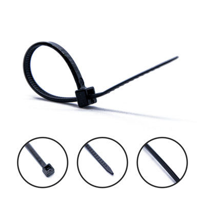 Reload Cable Ties 80mm x 2.5mm Black Nylon Plastic Zip Tie Wraps Small Size Ties - Pack of 100