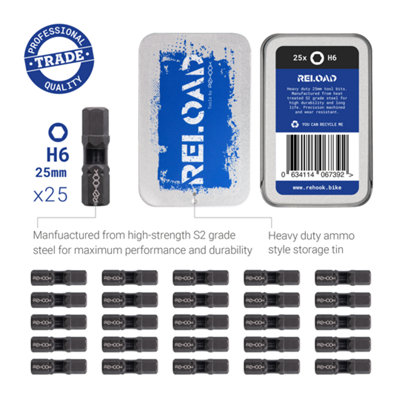 Reload H6 25mm Impact Driver Tool Bits 25x