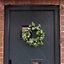 Relsy Luxury 40cm Christmas Wreath With Holly Berries & Leaves, Acorns and Pre-Lit Warm LEDs