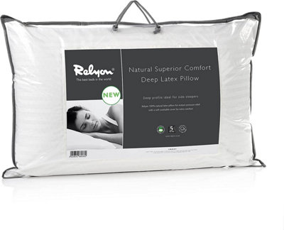 Relyon Superior Comfort 100% Natural Latex Pillow 100% Cotton Removable Cover (Deep)