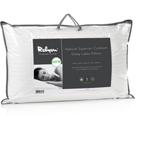 Relyon Superior Comfort 100% Natural Latex Pillow 100% Cotton Removable Cover (Deep)