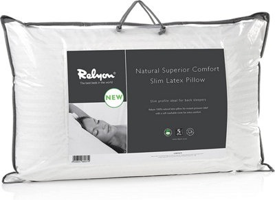 Relyon Superior Comfort 100% Natural Latex Pillow 100% Cotton Removable Cover (Slim)