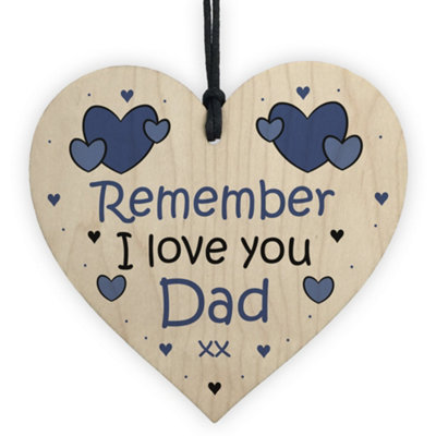 Remember I Love You Dad Wood Heart Gift For Fathers Day Birthday ...