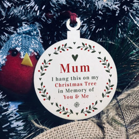 Rememberance Christmas Tree Bauble For Mum Wood Ornament Bauble