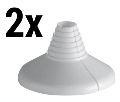 Remer 2 x 10-22mm White Collar Water Pipe Plastic Cover Rose Rosette Universal Diameter