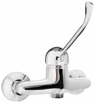 Remer Extended Lever Chrome Plated Wall Mounted Tap Shower Mixer Easy Usable