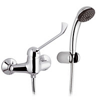 Remer Long Lever Chromed Wall Mounted Shower Mixer Tap Disabled Mobility Easy Use
