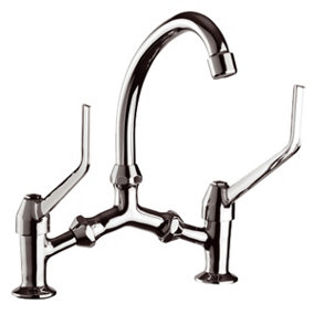 Remer Standing Basin Mixer Chrome Plated Tap Two Extended Levers Easy Usable
