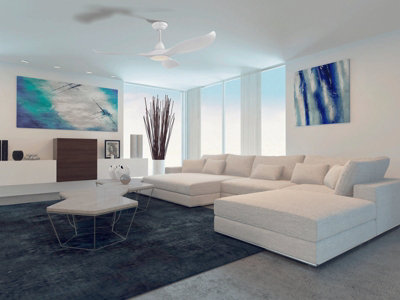 Remote Control Ceiling Fan with Built-in LED Light in Matt White Finish
