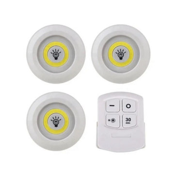 Remote Control LED Push Lights 3 White Dimmable Wireless Spot Lights With Timer