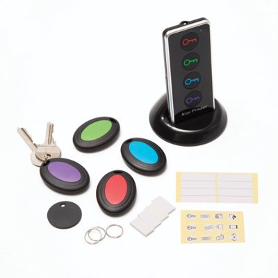 Remote Key Finder Set 4 Colour Coded Receivers with 30m Range & Loud Beep