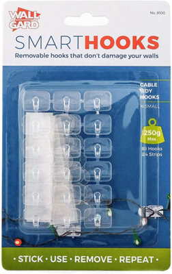 Removable Self-Adhesive Hooks Clips, Pack of 18 Clear Christmas Decoration Fairy Lights