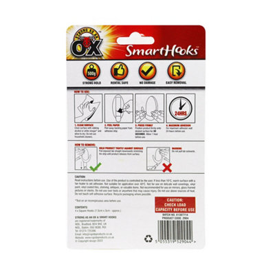 Removable Square Hooks 4PC x 2Pack
