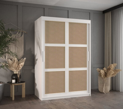 Rattan sliding deals wardrobe doors