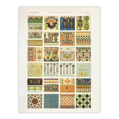 Renaissance Patterns Racinet Vintage Wall Art Poster Print 12X16"