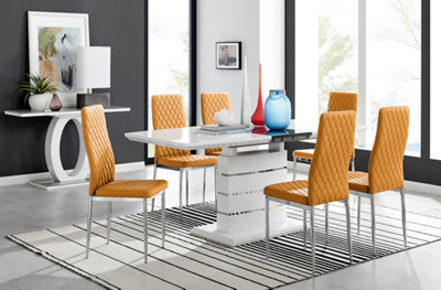 Renato 6 Extending Table And 8 Mustard Milan Chairs