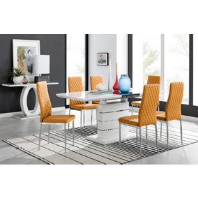 Renato 6 Extending Table And 8 Mustard Milan Chairs