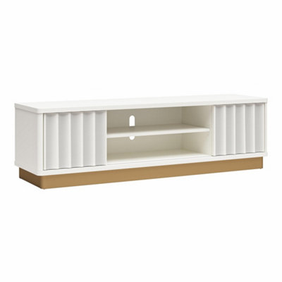 Rene Modern Scallop TV-Stand White Bronze