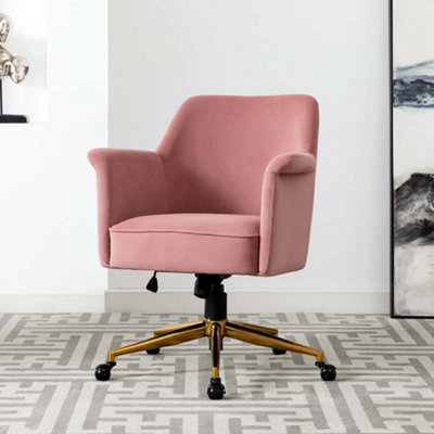 Pink velvet chair discount office