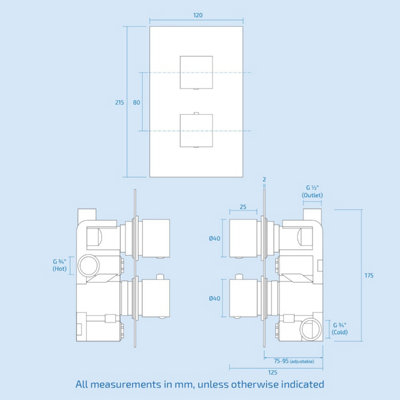 Rennes Concealed Thermostatic Overhead 250mm Square Rainfall Shower Mixer Set Matte Black - 6