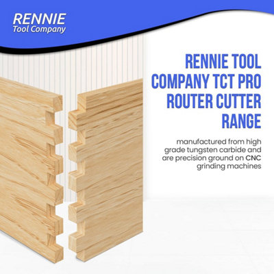 Rennie Tools - 12.7mm (1/2") Cutting Diameter x 30mm Flute x 1/4" Shank TCT Tipped 2 Flute Straight Router Cutter Bit.