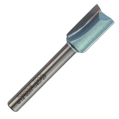 Rennie Tools - 12mm Cutting Diameter x 20mm Flute x 1/4" Shank TCT Tipped 2 Flute Straight Router Cutter Bit. 12mm Router Bit