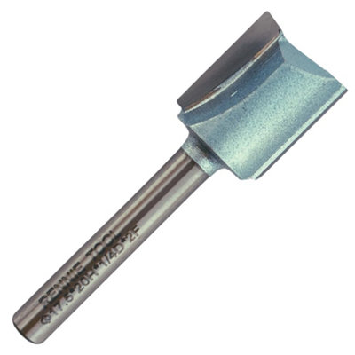 Rennie Tools - 17.5mm (11/16") Cutting Diameter x 20mm Flute x 1/4" Shank TCT Tipped 2 Flute Straight Router Cutter Bit.