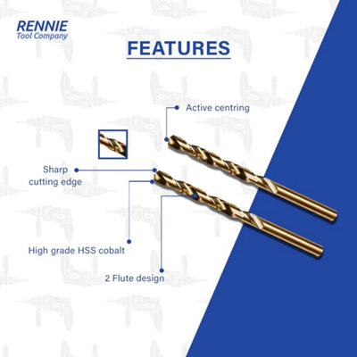 Rennie Tools 25-Piece HSS Cobalt Jobber Drill Bit Set – 1mm To 13mm In 0.5mm Steps