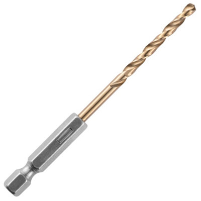 Rennie Tools - 3.2mm Hex Shank HSS Gold Cobalt Jobber Drill Bit For Stainless Steel, Hard Metals, Aluminium, Cast Iron, Copper.