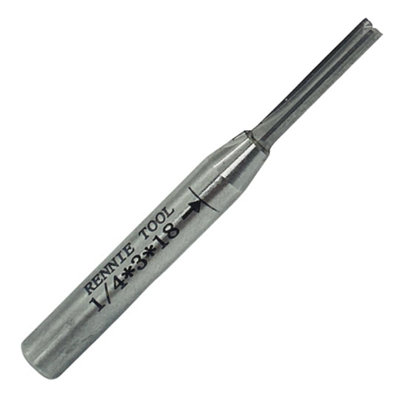 Rennie Tools - 3mm Cutting Diameter x 18mm Flute x 1/4" Shank TCT Tipped 2 Flute Straight Router Cutter Bit. 3mm Router Bit