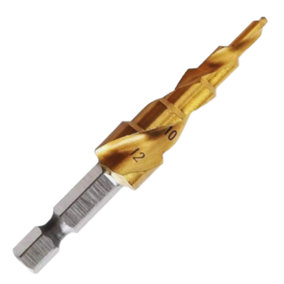 Rennie Tools 4-12mm HSS Spiral Flute Step Drill Bit Titanium (TiN) Coated Cone / Hole Cutter For Steel, Plastics & Wood