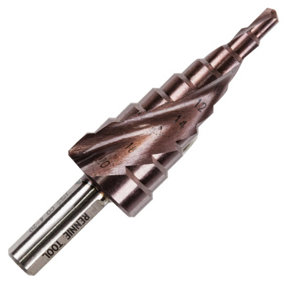 Rennie Tools 4-20mm HSS Cobalt Spiral Flute Step Cone Drill/Hole Cutter For Metal, Stainless Steel And Hard Metals. M35 8% Cobalt
