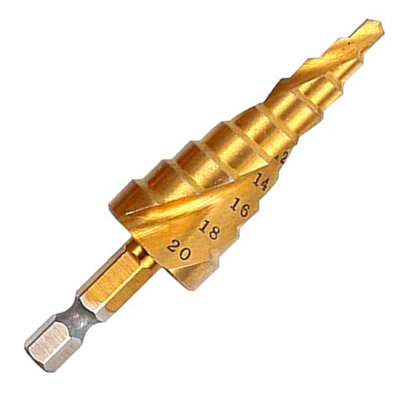 Rennie Tools 4-20mm HSS Spiral Flute Step Drill Bit Titanium (TiN ...
