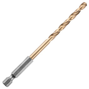 Rennie Tools - 4.5mm Hex Shank HSS Gold Cobalt Jobber Drill Bit For Stainless Steel, Hard Metals, Aluminium, Cast Iron, Copper.