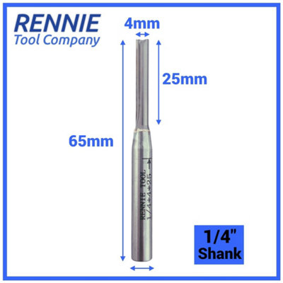 Rennie Tools - 4mm Cutting Diameter x 25mm Flute x 1/4