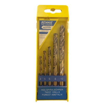 Rennie Tools  5 Piece  4-10mm HSS Cobalt Jobber Drill Bit Set For Stainless Steel, Aluminium, Hard Metals, Cast Iron Etc