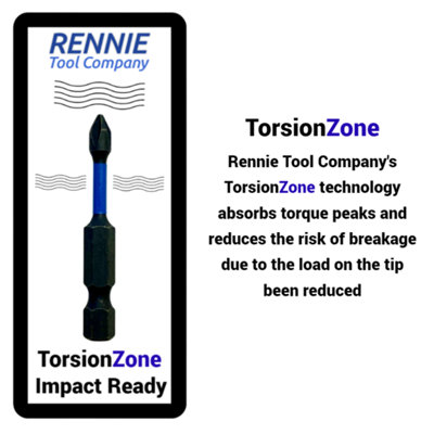Rennie Tools 8 Piece Extra Long PZ2 Magnetic Impact Screwdriver Bits Set With Impact Bit Holders 25/50/75/100/150mm + Holders