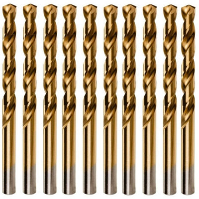 Rennie Tools Box Of 10 x 1.5mm HSS Jobber Drill Bits - Titanium TIN Coated for Steel, Non Ferrous Metals, Plastics & Wood DIN338