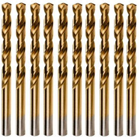 Rennie Tools Box Of 10 x 1.5mm HSS Jobber Drill Bits - Titanium TIN Coated for Steel, Non Ferrous Metals, Plastics & Wood DIN338